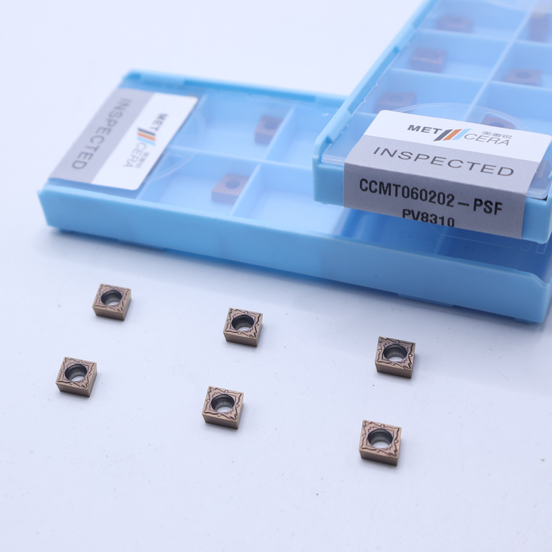 CCMT060202 Inserti di tornitura a carburo CNC per la finitura del taglio dell'acciaio e delle leghe, inserto rivestito in PVD, CCMT per l'utensile di tornitura del tornio