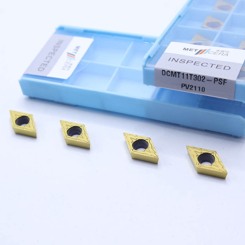 Inserto di tornitura in cermet indicizzabile, inserto di tornitura interno rivestito in PVD, finitura del frantumatore DCMT11T302, colore dorato