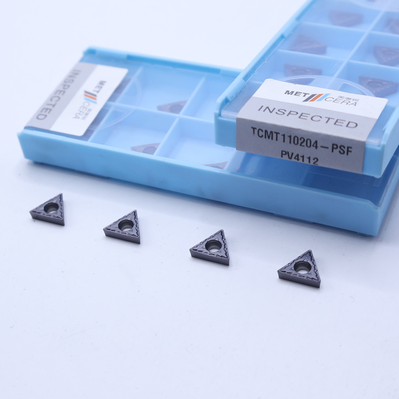 TCMT110204 Carburo di tungsteno inserito per la tornitura interna PVD rivestito PSF Finish Chipsbreaker Grigio di colore Legato di acciaio pezzo di lavoro
