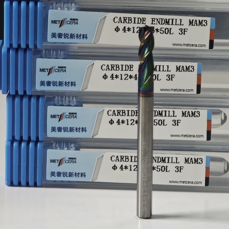 Carburo solido MAE PLUS 3 flauti finitura mulino 4 mm Φ4x12x4Dx50 mm per la lavorazione dei metalli non ferrosi