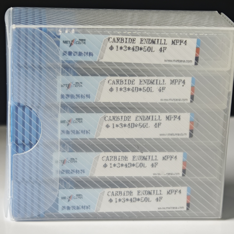 MPF4 Carburo solido 4 flauti Flat End Mill 1 mm per il taglio di acciaio al carbonio Φ1x3x4Dx50mm