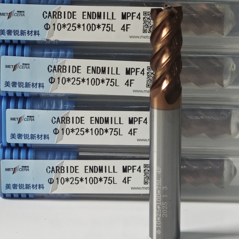 MPF4 universale 4 flauti Flat End Mill 10mm Φ10x25x10Dx75mm per il taglio di acciaio legato a basso tenore di carbonio entro la durezza HRC55-60