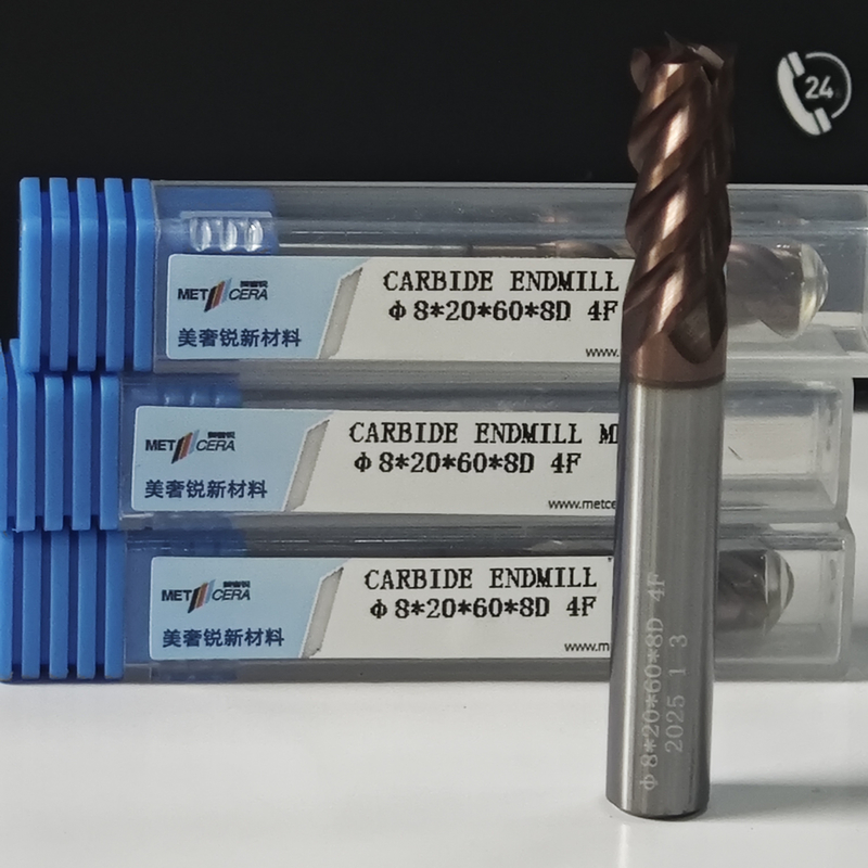 8 mm Roughing Processing TiAlSi Coating HRC55-60 Durezza Quattro bordi Piano di fresatura per pezzi di acciaio a bassa lega
