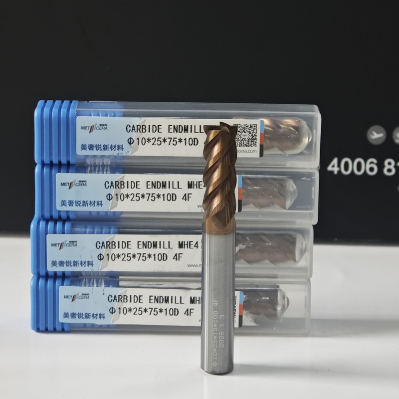 MHE4 Rivestimento in TiAlSi HRC55-60 Tagliatrice a quattro spigoli a piano ad alta durezza 10 mm, φ10.0x25x10Dx75 mm