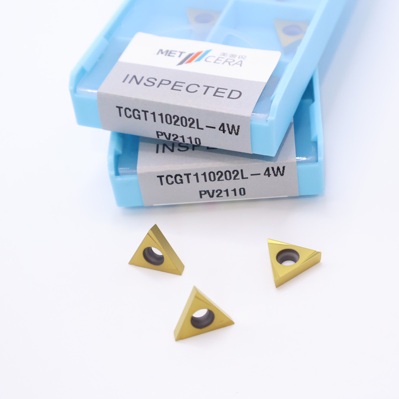 Inserti di finitura del pezzo di lavoro in acciaio a bassa lega in chip breaker da 4W con inserti di tornitura CNC TCGT11 Cermet