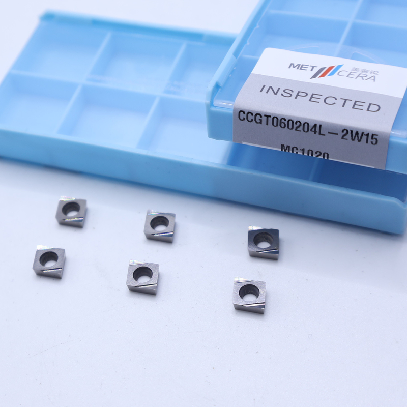 Inserti di tornitura CNC di Cermet CCGT06 con 2W15 chip breaker di finitura affilata per la lavorazione di acciaio / metallo / lega